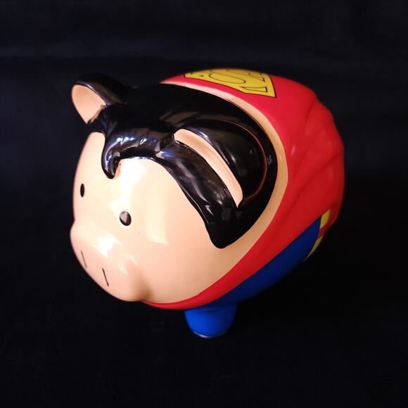 DC Comics FAB Starpoint Ceramic Superman Coin Money Pig Piggy Bank w/ Stopper - Picture 1 of 12